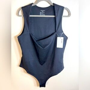 Reoria black womens bodysuit double lined soft‎ fabric size XXL